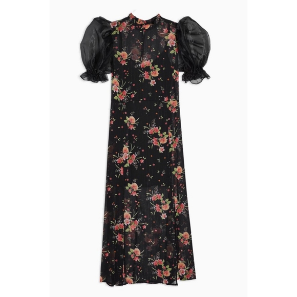 Topshop floral puff sleeve dress - Picture 2 of 4